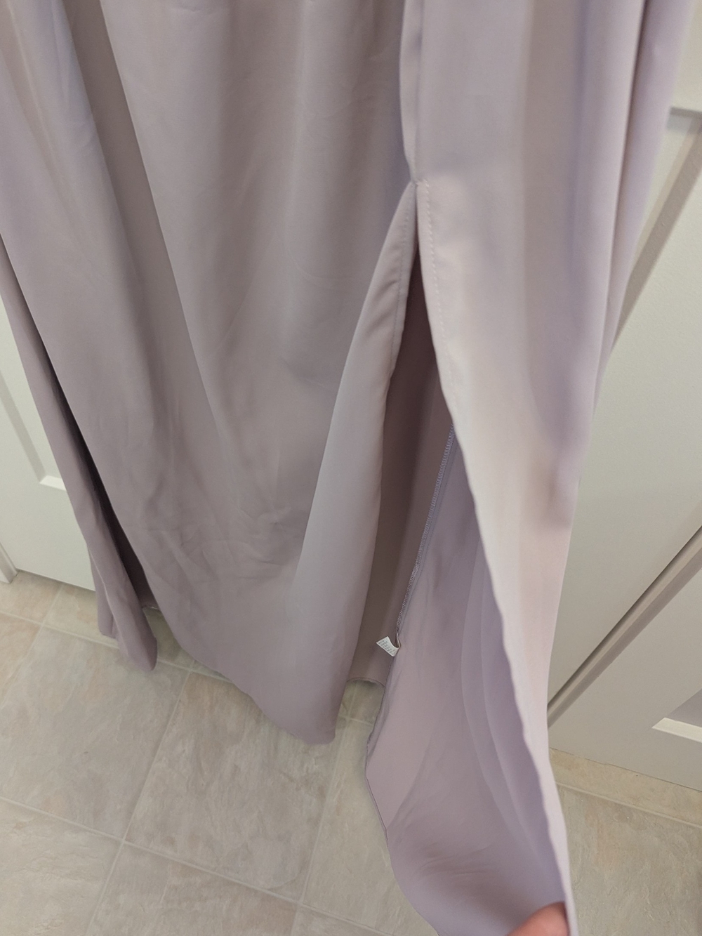 One-Shoulder Taupe Evening Dress with Side Slit - Picture 4 of 5